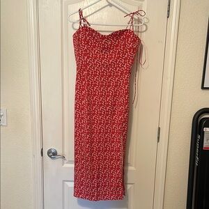Red Floral Spaghetti Strap Dress